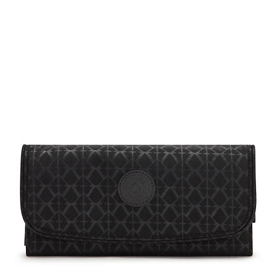 Kipling Money Land Printed Snap Wallet Portefeuille Zwart | België 1035EB